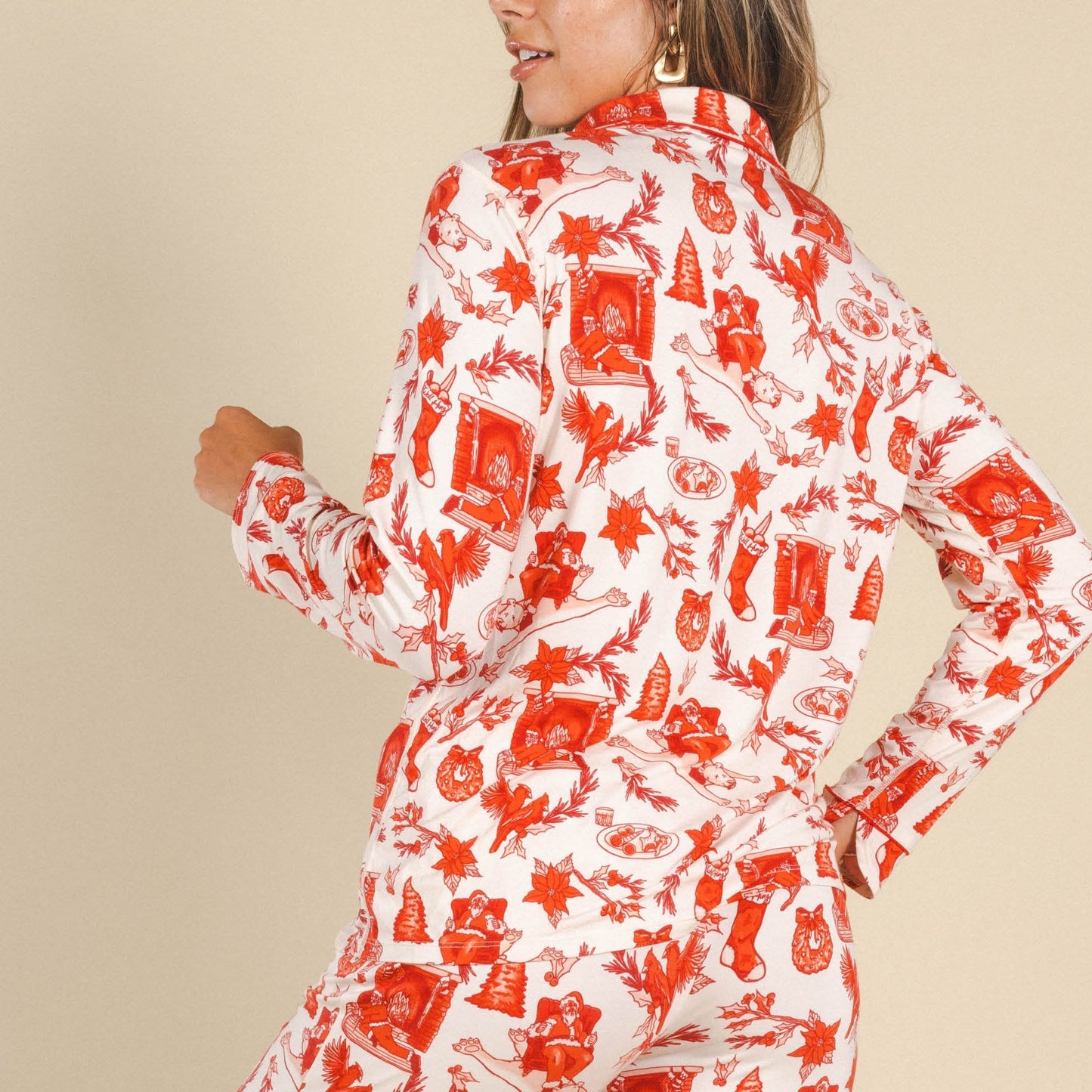 The Santa Slays | Christmas Toile SleepDeep™ Women’s Long Sleeve Pajama Set