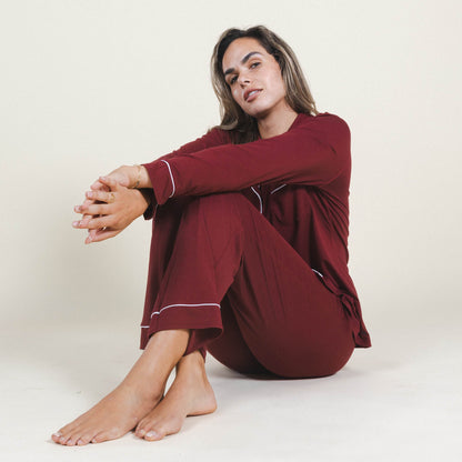 The Sommelier | Burgundy SleepDeep™ Women’s Long Sleeve Pajama Set