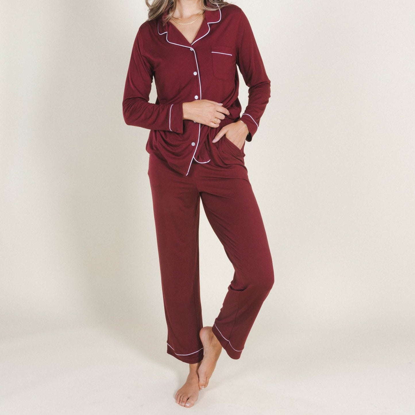 The Sommelier | Burgundy SleepDeep™ Women’s Long Sleeve Pajama Set