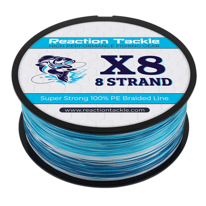 Reaction Tackle X8 Braided Fishing Line - Blue Camo 8 Strand