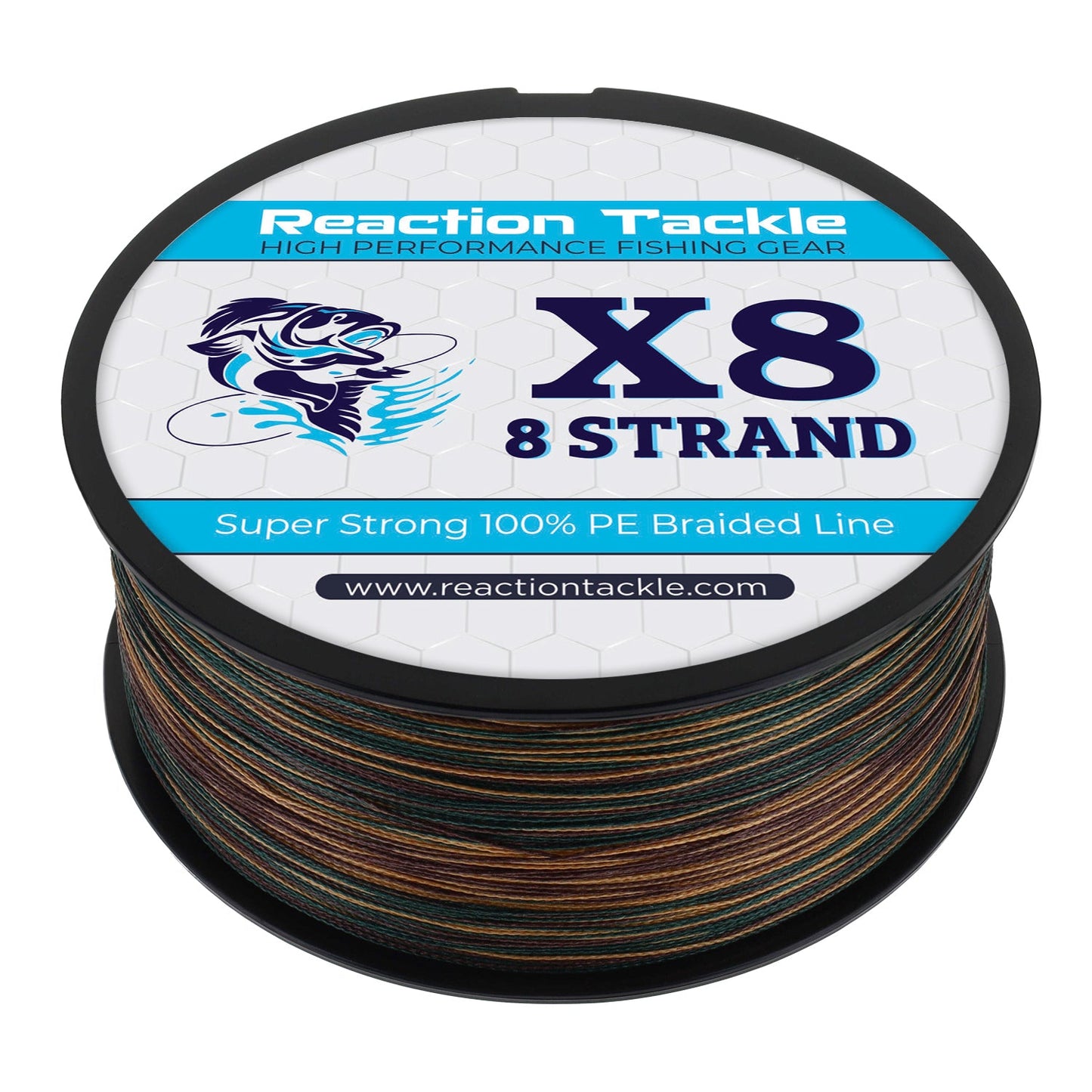 Reaction Tackle X8 Braided Fishing Line - Green Camo 8 Strand