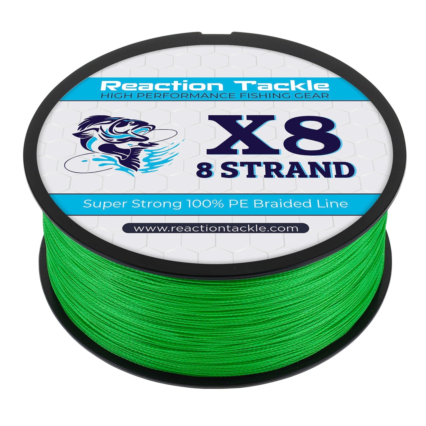 Reaction Tackle X8 Braided Fishing Line - Hi Vis Green 8 Strand