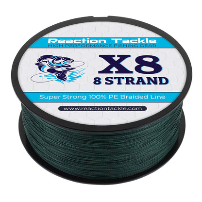 Reaction Tackle X8 Braided Fishing Line - Moss Green 8 Strand