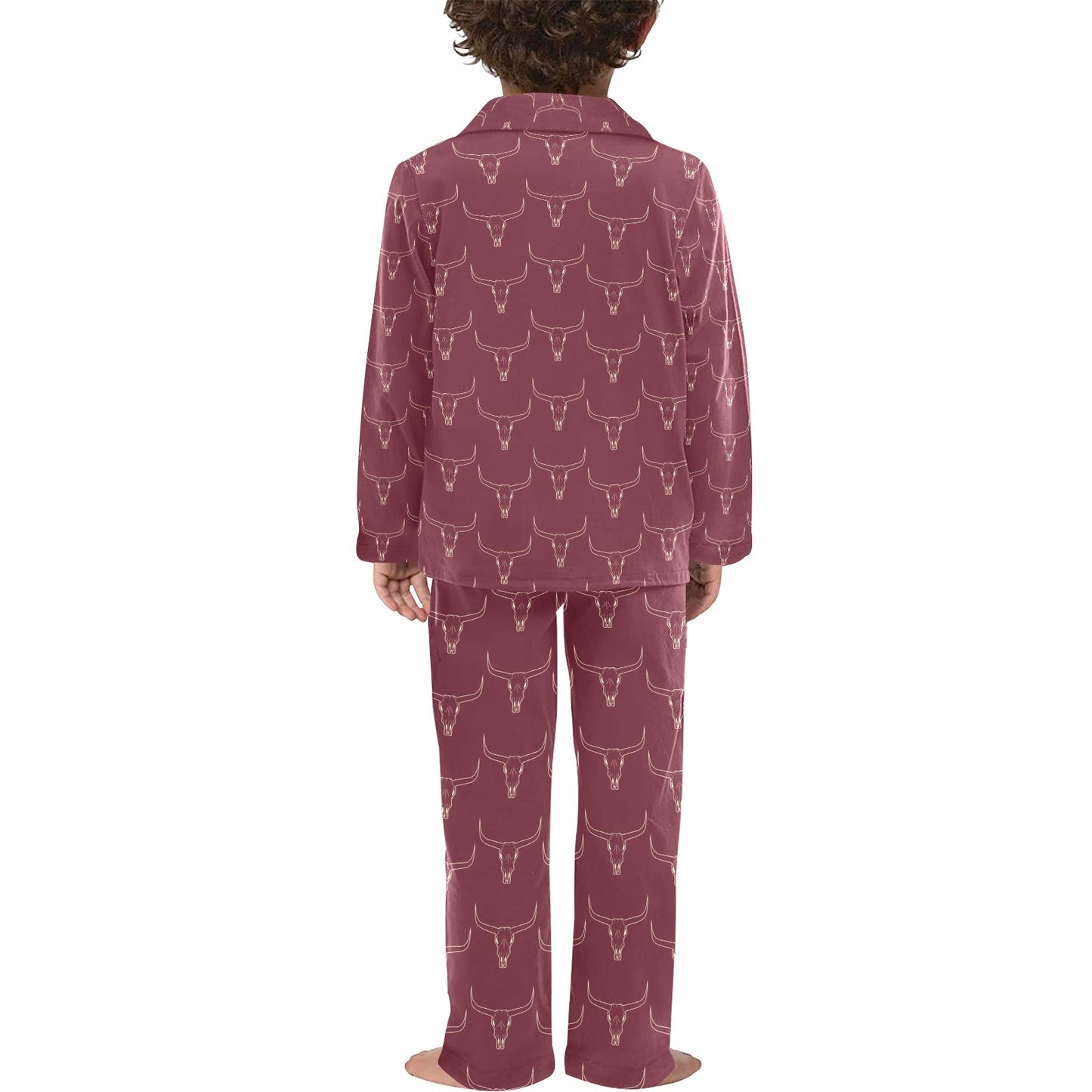 Burgandy Longhorn Boy's Western Pajama Set