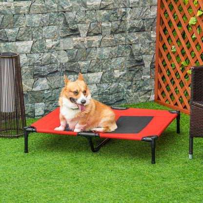 36" x 30" Elevated Cooling Summer Dog Cot Pet Bed With Mesh Ventilation - Red