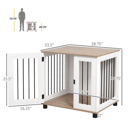 Dog Crate Furniture, Side Table Indoor Dog Kennel, End Table with Lockable Door for Small and Medium Dogs, Walnut Brown