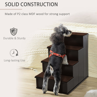 Pet Stairs, Small Pet Steps with Cushioned Removable Covering for Dogs and Cats Up To 22 Lbs., Brown