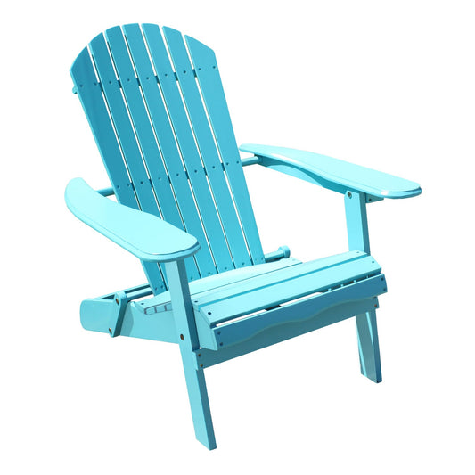 Northbeam Outdoor Portable Foldable Wooden Adirondack Deck Lounge Chair, Teal