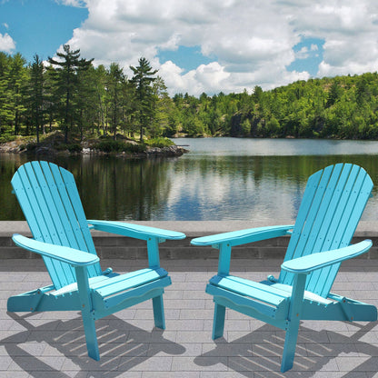 Northbeam Outdoor Portable Foldable Wooden Adirondack Deck Lounge Chair, Teal