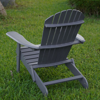 Merry Products Acacia Hardwood Flat Folding Adirondack Patio Chair, Gray