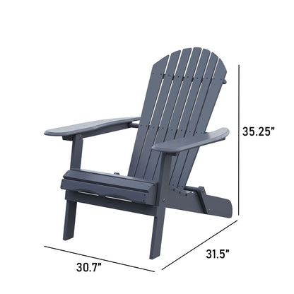 Merry Products Acacia Hardwood Flat Folding Adirondack Patio Chair, Gray