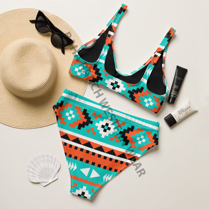 Yeehaw Turquoise Orange Aztec Bikini