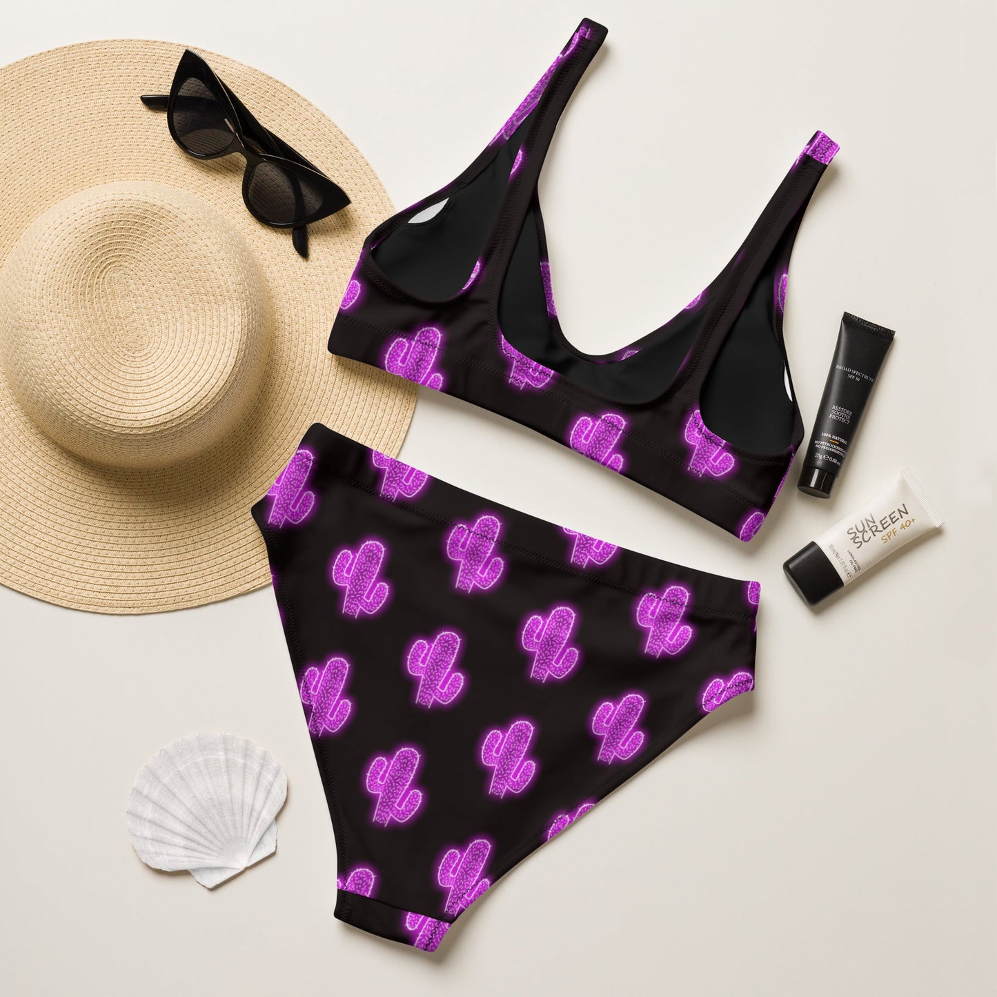 Yeehaw Purple Neon Cactus Bikini