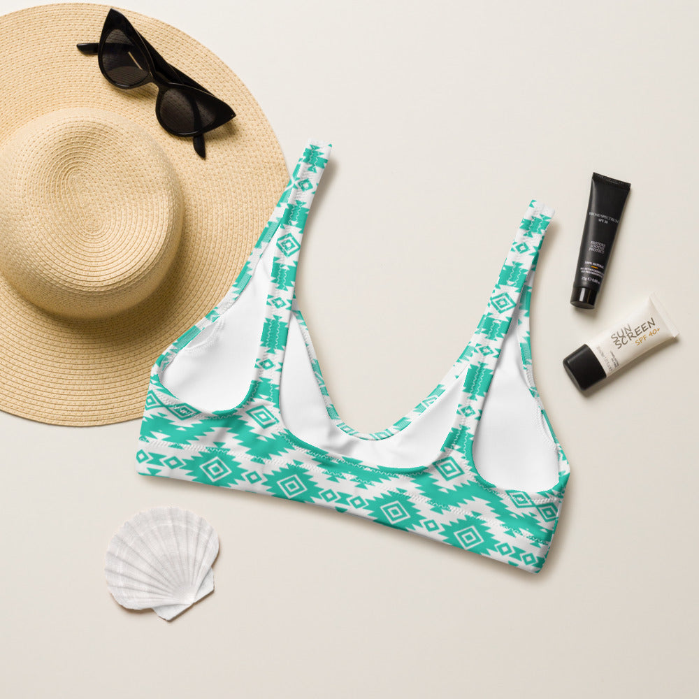 Yeehaw Turquoise Aztec Bikini Top