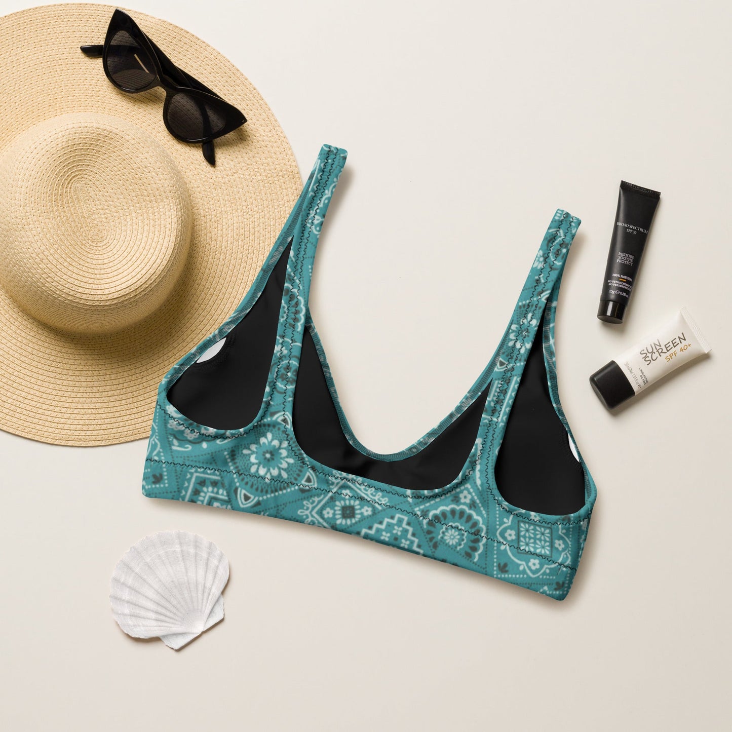 Yeehaw Turquoise Bandana Bikini Top