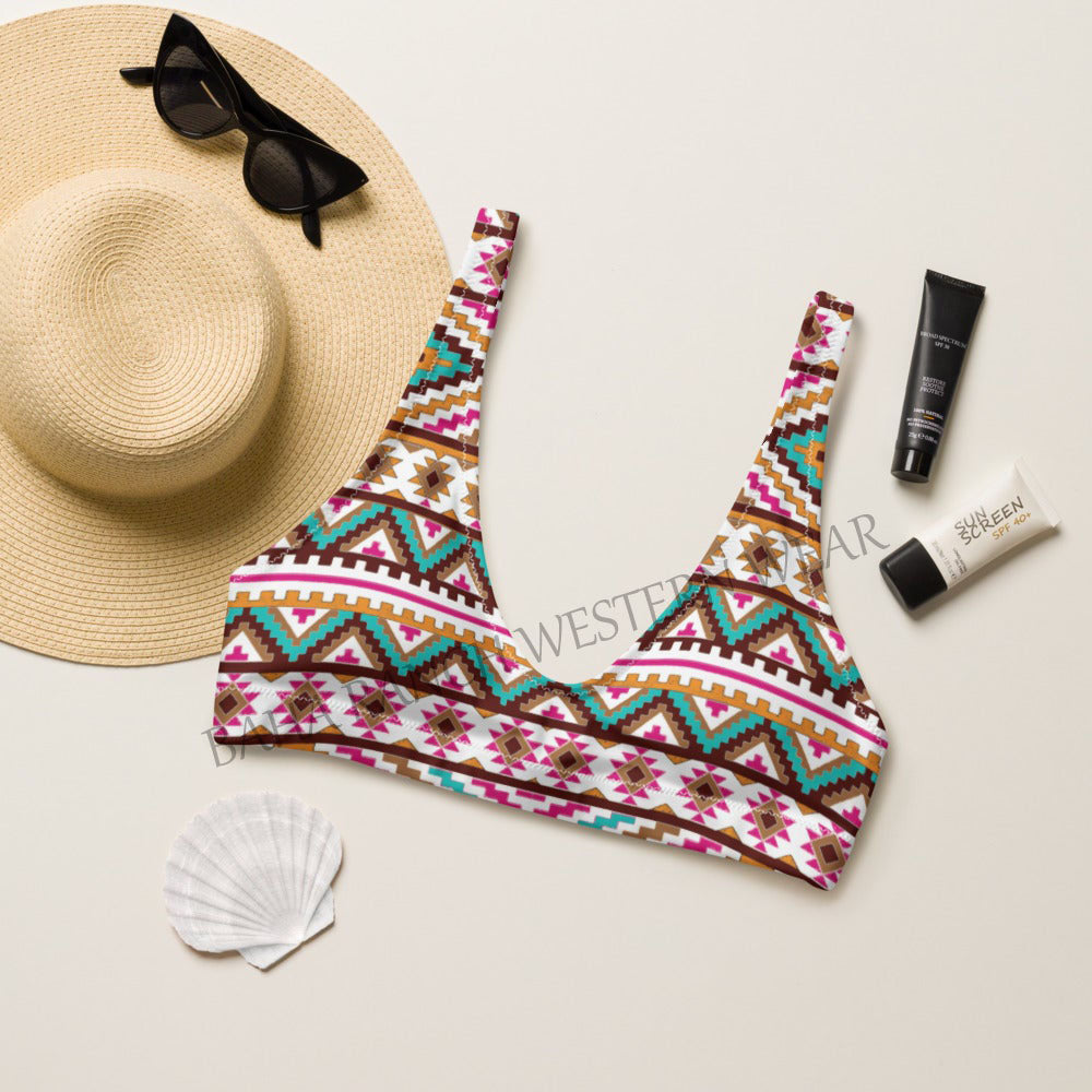 Yeehaw Multi Aztec Bikini Top