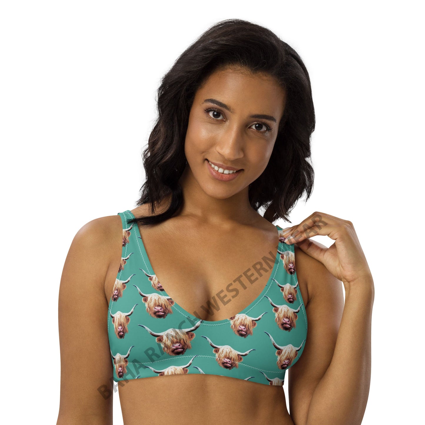 Yeehaw Highland Cow Bikini Top