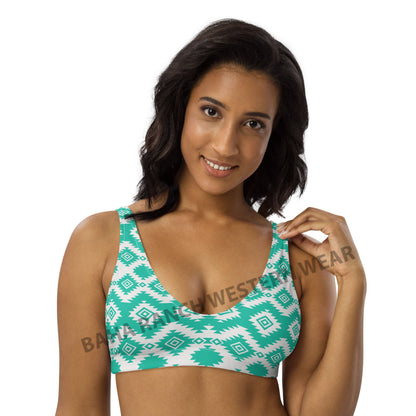 Yeehaw Turquoise Aztec Bikini Top