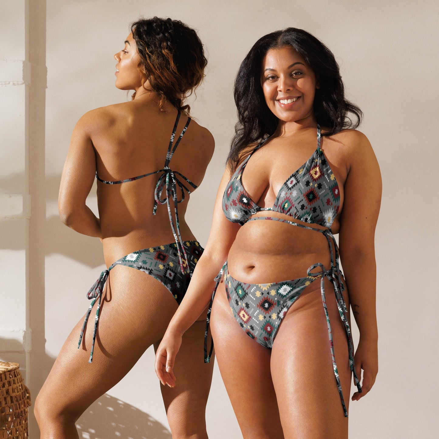 Yeehaw Gray Aztec String Bikini