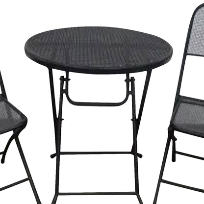 Four Seasons Courtyard Padova Foldable 3 Piece Steel Bistro Dining Set, Black