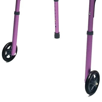 Lumex Everyday Adult Walker Walking Aid with 5" Front Wheels & Glide Tips, Plum