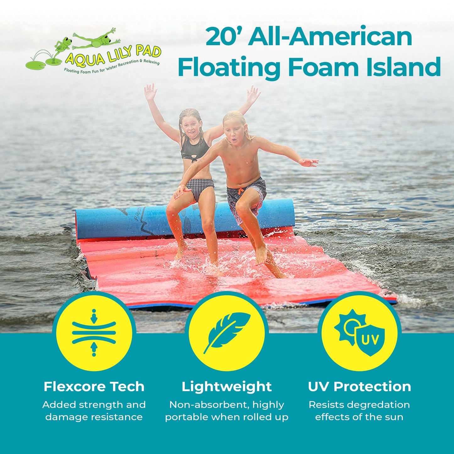 Aqua Lily Pad 20' All American 2 Layer Water Playground Floating Foam Island