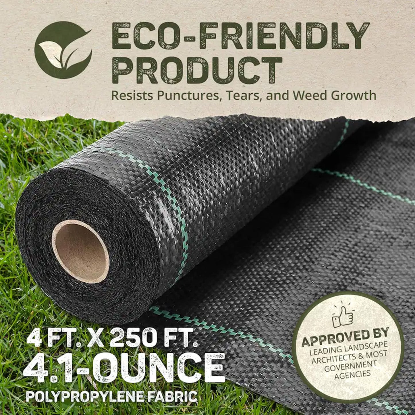 DeWitt 20 Year 4.1-Ounce Landscape Weed Barrier Fabric, 4 x 250 Feet (4 Pack)