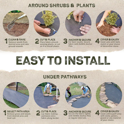 DeWitt 20 Year 4.1-Ounce Landscape Weed Barrier Fabric, 4 x 250 Feet (4 Pack)