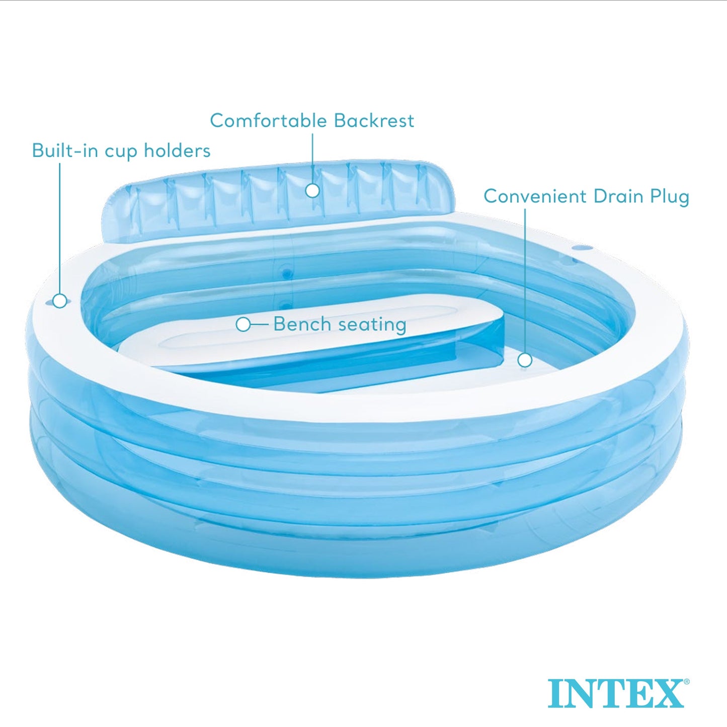 Intex Swim Center Round Inflatable Outdoor Swimming Lounge Pool with Pool Cover