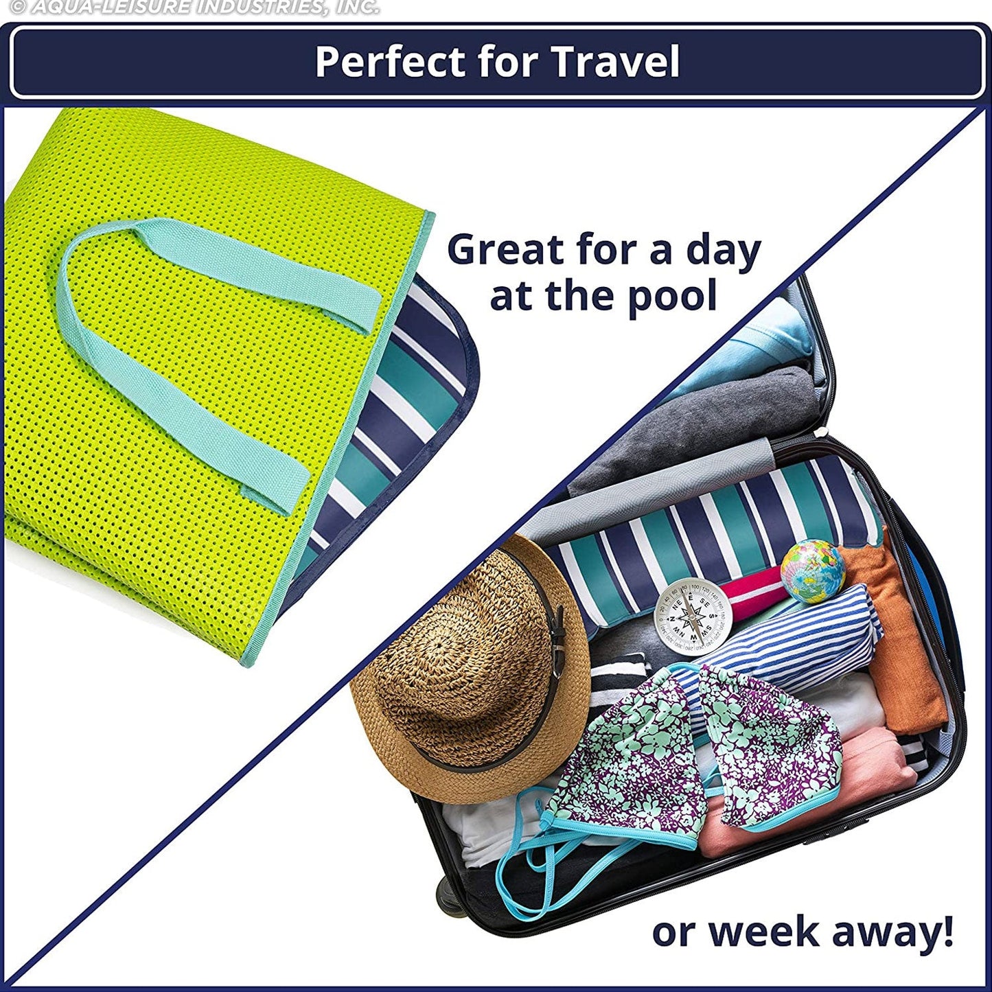 Aqua Leisure Monterey XL Hammock 4 in 1 Inflatable Pool Float, Teal/Blue Stripe