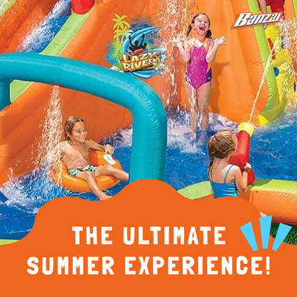 Banzai Lazy River Inflatable Outdoor Adventure Water Park Slide and Splash Pool
