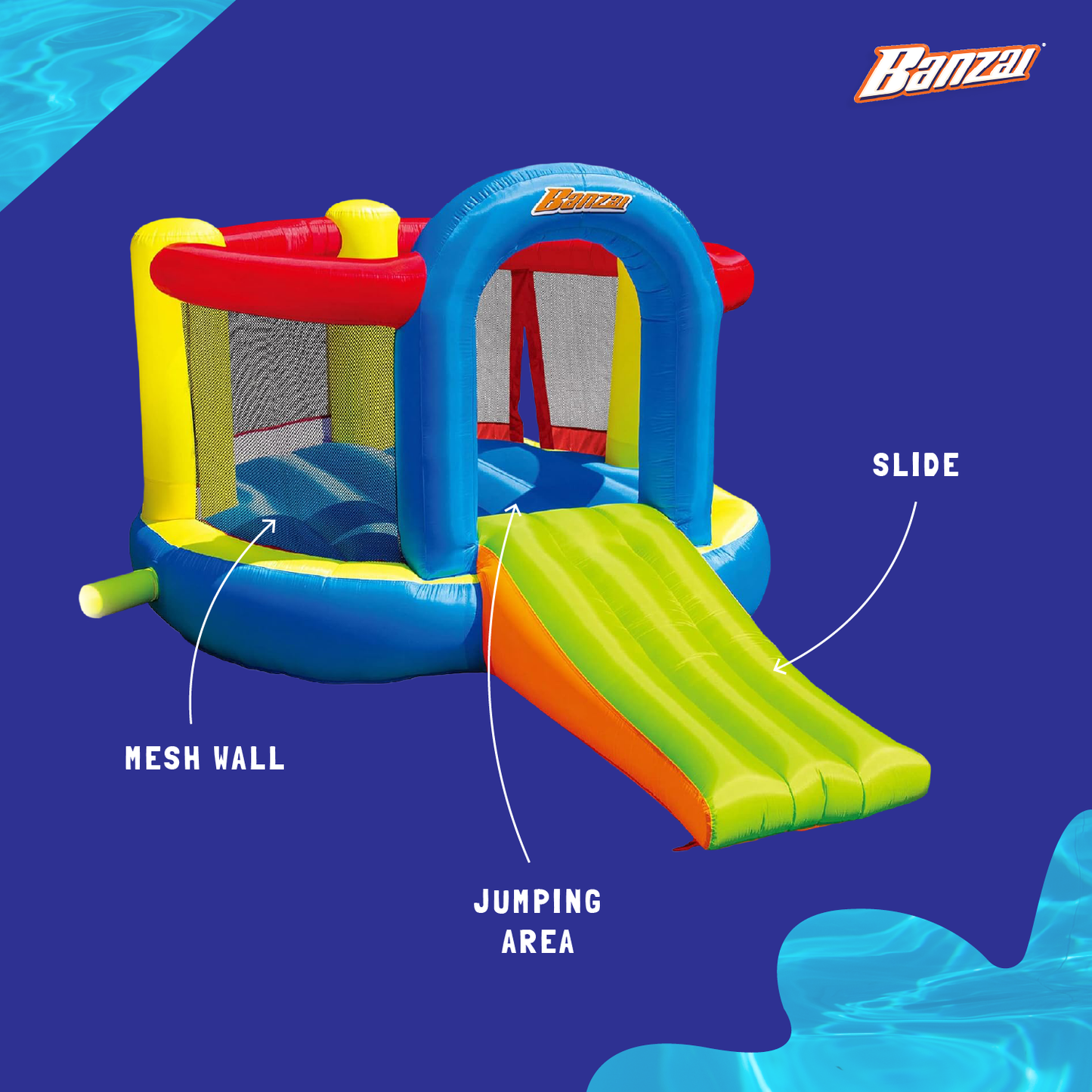 Banzai Jump 'N Slide Bouncer Inflatable Outdoor Backyard Bouncy House Castle