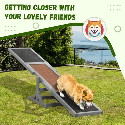 Wooden Dog Agility Seesaw for Training and Exercise, Platform Equipment Run Game Toy, Weather Resistant Pet Supplies, 71" L x 12" W x 12" H, Gray