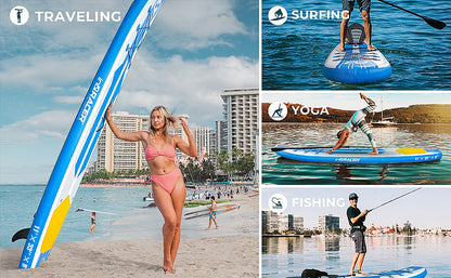 inQracer 11'/10'6" Inflatable Stand Up Paddle Board with Free Premium SUP Accessories & Backpack