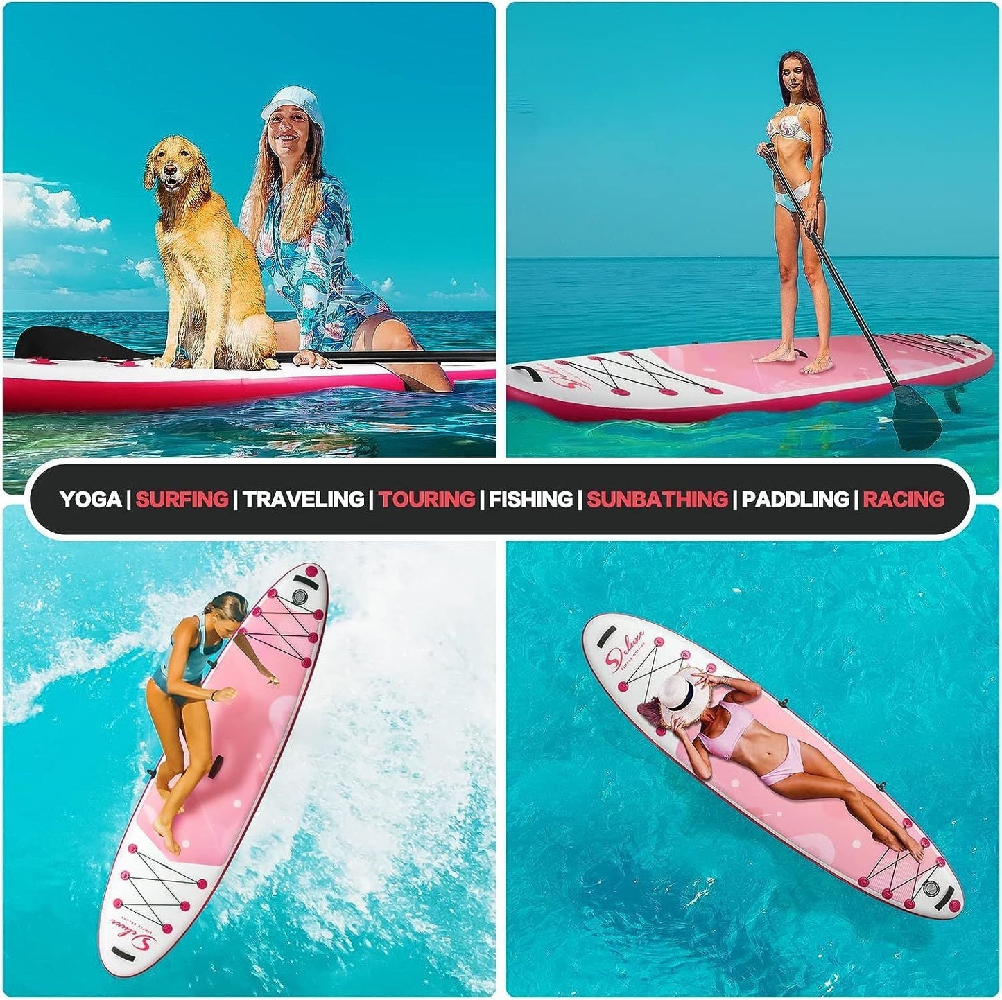 Inflatable Stand Up Paddle Board "Simple Deluxe Premium SUP for All Skill Levels, Pink Paddle Boards for Adults & Youth, Blow Up Stand-Up Paddleboards with Accessories & Backpack, Surf Control