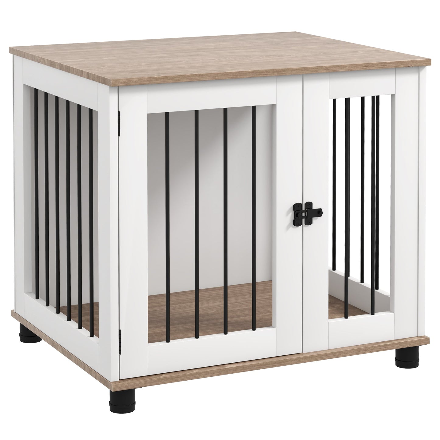 Dog Crate Furniture, Side Table Indoor Dog Kennel, End Table with Lockable Door for Small and Medium Dogs, Walnut Brown