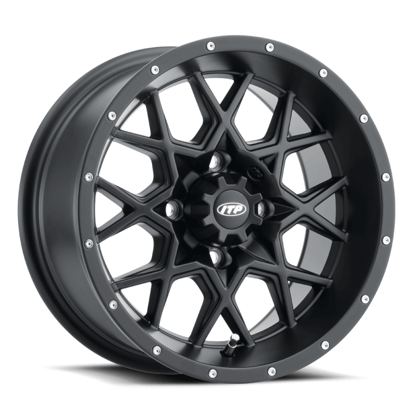 ITP Hurricane 15x7 / 4x110 BP / 5+2 Offset Matte Black Wheel