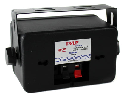 Pyle PLMR24B 3.5" 200 Watt 3-Way Weather Proof Mini Box Speakers