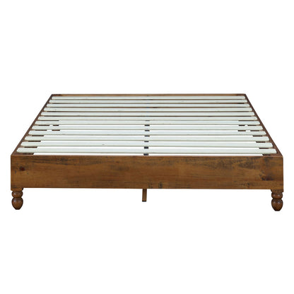 MUSEHOMEINC 12 Inch Solid Pine Wood Platform Bed Frame with Wooden Slats, Twin