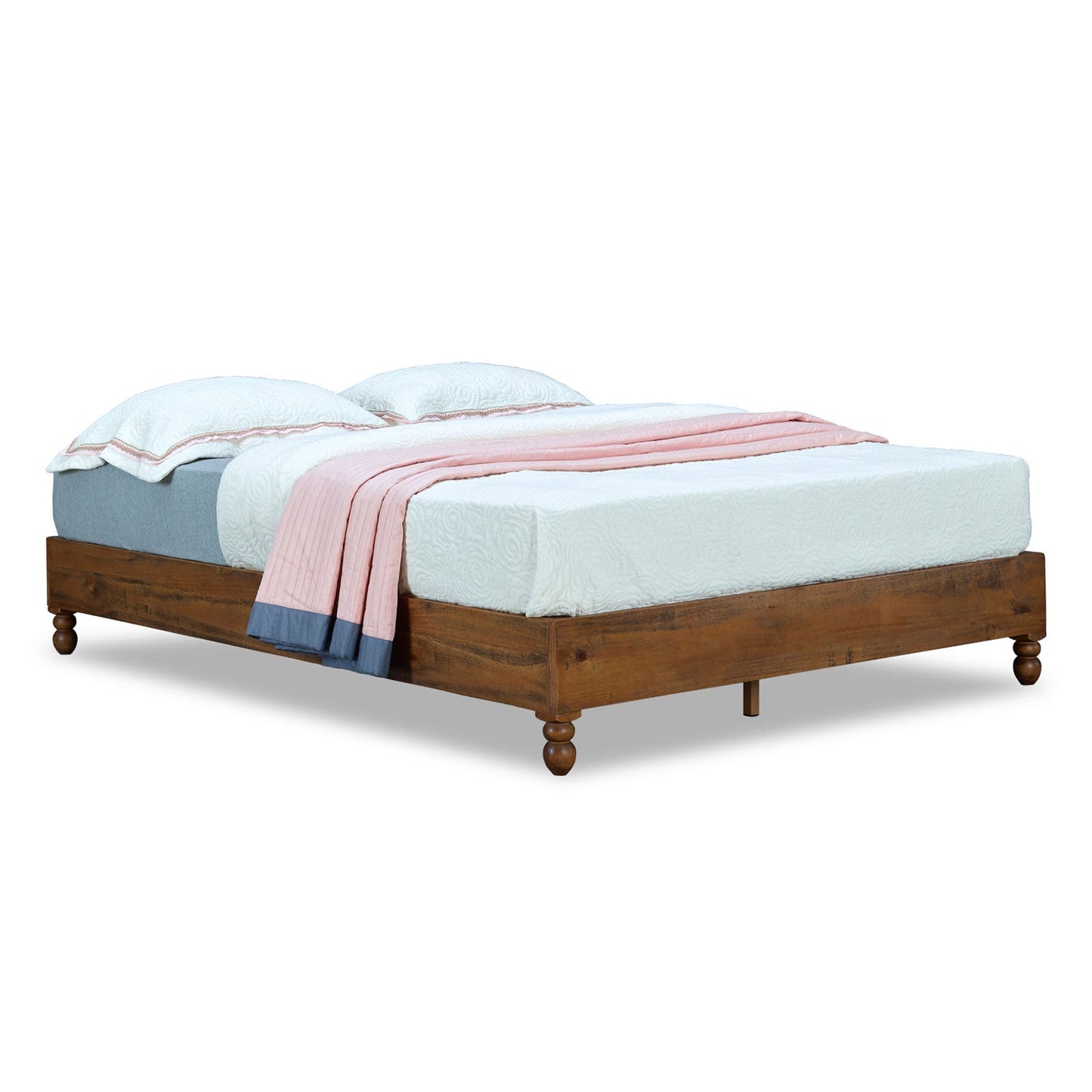 MUSEHOMEINC 12 Inch Solid Pine Wood Platform Bed Frame with Wooden Slats, Twin