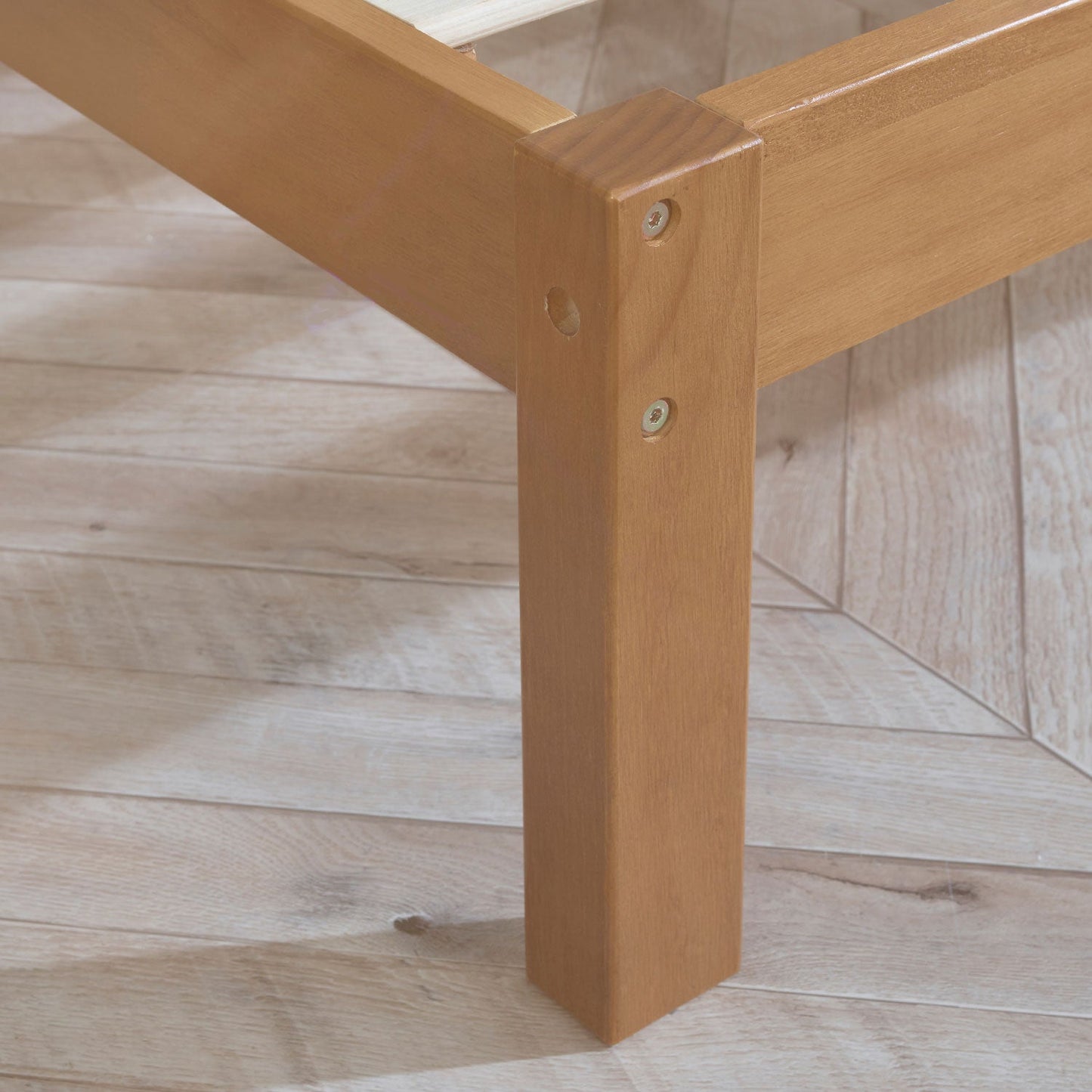 MUSEHOMEINC 12 Inch Teak Solid Wood Platform Bed Frame with Wooden Slats, Full