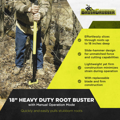Brush Grubber 18 Inch Heavy Duty Root Buster with Manual Operation Mode, Green