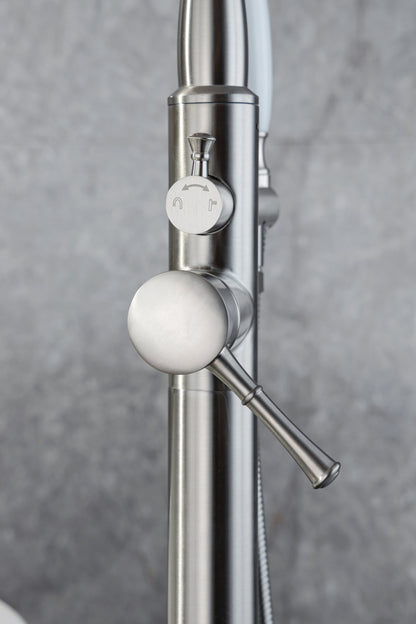 Freestanding Bathtub Faucet Tub Filler Free Standing Matte Black Tub Faucet Classic Brass Stand Alone Clawfoot Tub faucet Soaking Tub Fillers Floor Mount Tub Filler with handheld shower