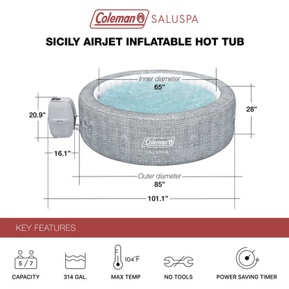 Coleman Sicily AirJet Inflatable Hot Tub with 2 Bestway SaluSpa Non-Slip Seat