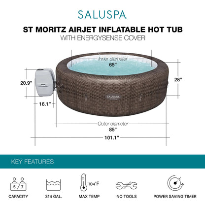 Bestway Coleman St Moritz AirJet Inflatable Hot Tub with 2 SaluSpa Non Slip Seat