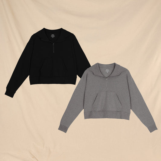 Black and Grey | Goldilocks™ Women’s Half Zip Lounge Hoodie 2 Pack