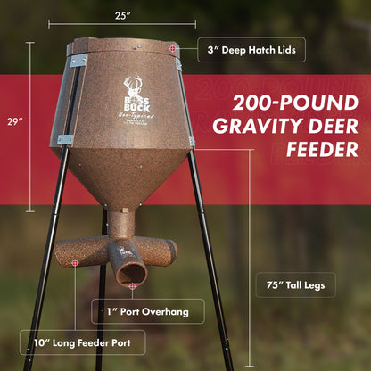 Boss Buck 200 Pound Gravity Fed Tripod Game Deer Corn and Protein Pellet Feeder