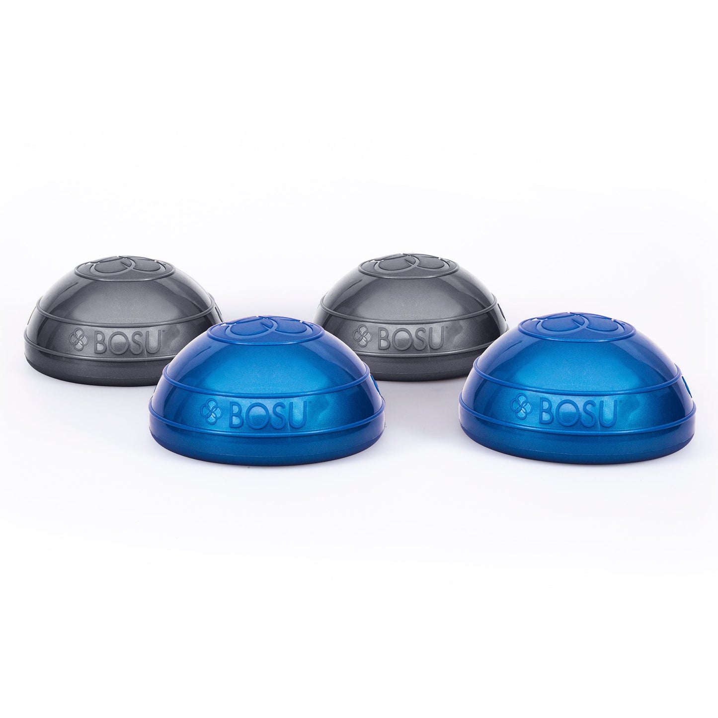 Bosu 6.5-Inch Diameter Dynamic Home Workout Balance Pods, Grey and Blue (4 Pack)