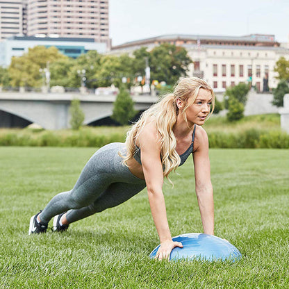 Bosu 50cm Non-Slip Travel-Size Balance Ball Trainer for Home Gym Workout, Blue