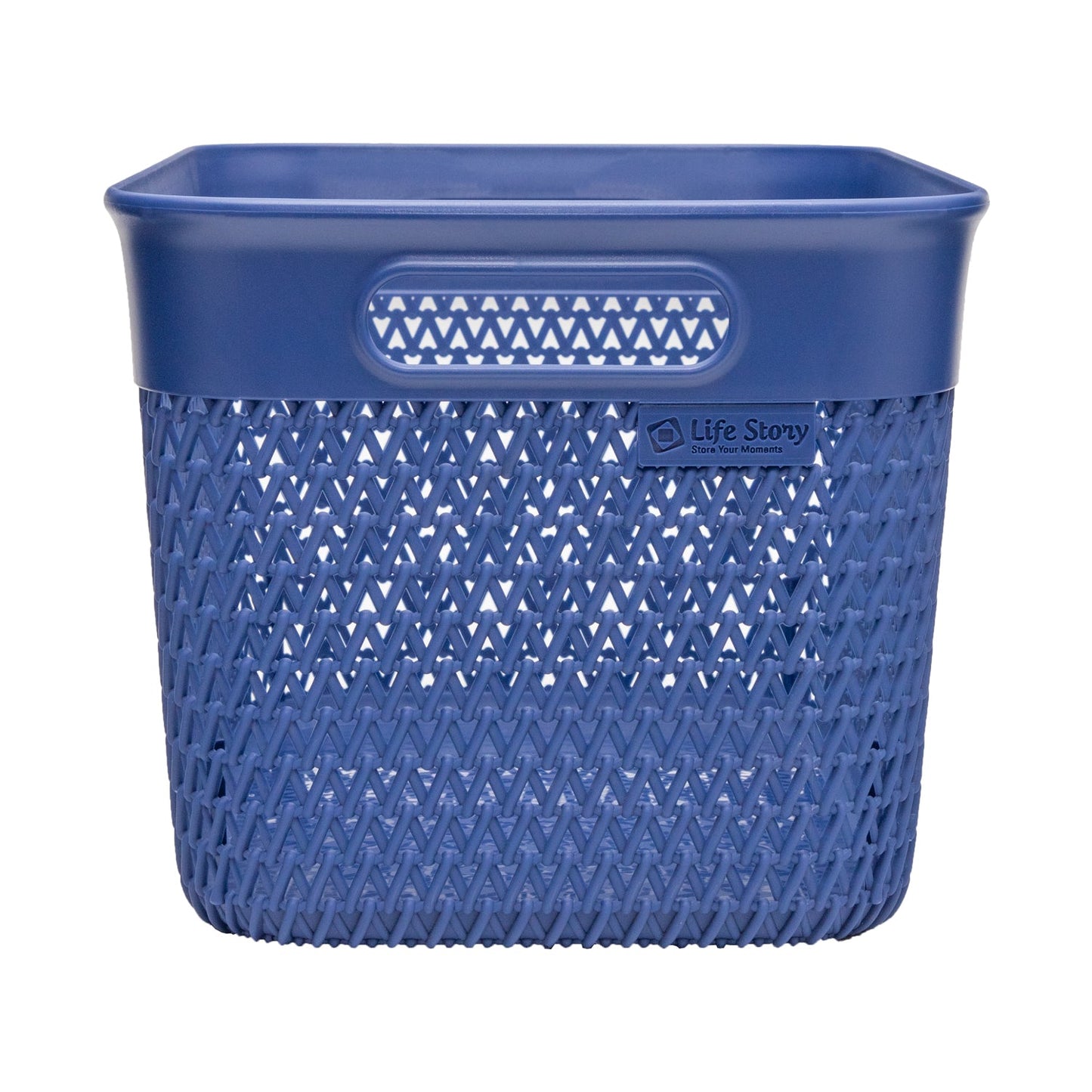 Life Story Lightweight Heavy Duty Storage Woven Trendy Basket 16 Quarts, Blue